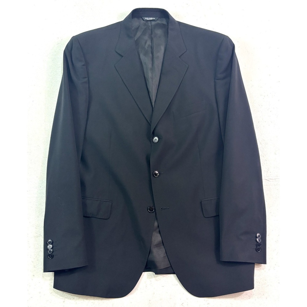 Vtg Y2K 90s Dolce &‎ Gabbana Italy 54R 44R Black Blazer Jacket Sport Suit Coat